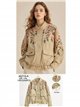 Chaqueta bordada floral bajo fruncido