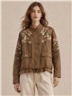 Jacke mit Blumenstickerei und gerafftem Saum