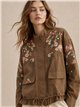 Jacke mit Blumenstickerei und gerafftem Saum