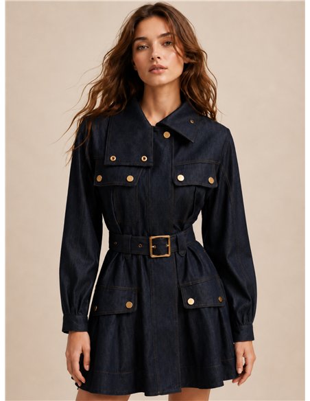Vestido camisero vaquero con cinturón