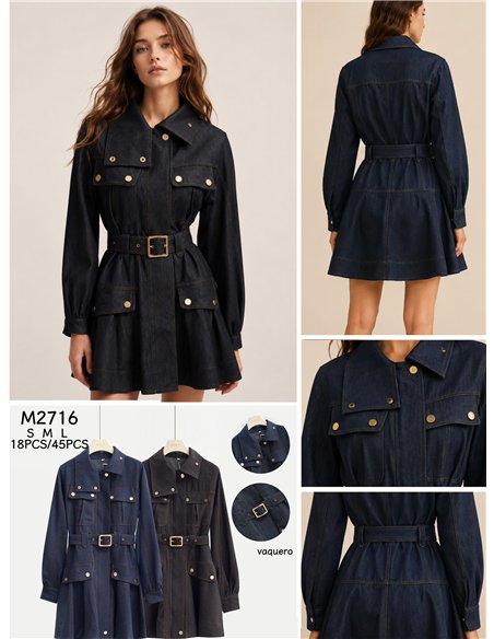 Vestido camisero vaquero con cinturón