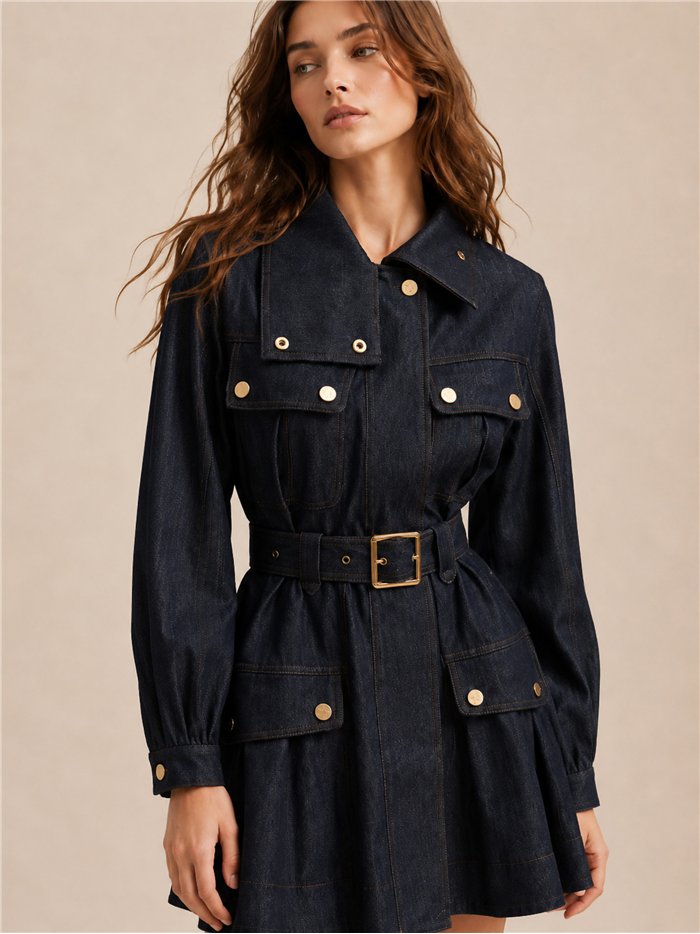 Vestido camisero vaquero con cinturón