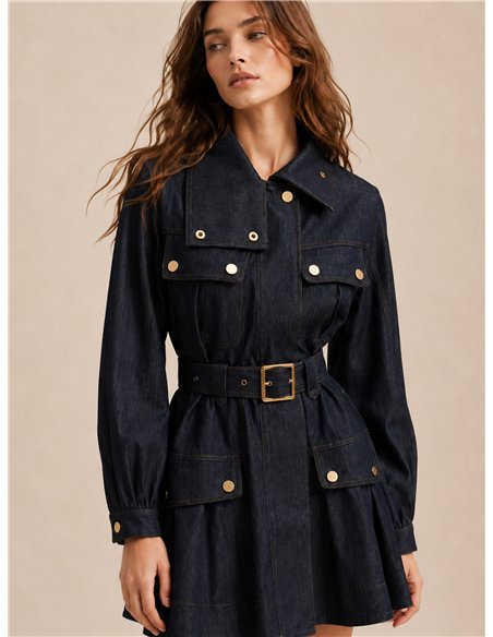 Vestido camisero vaquero con cinturón