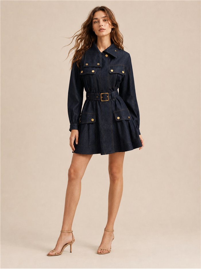 Vestido camisero vaquero con cinturón