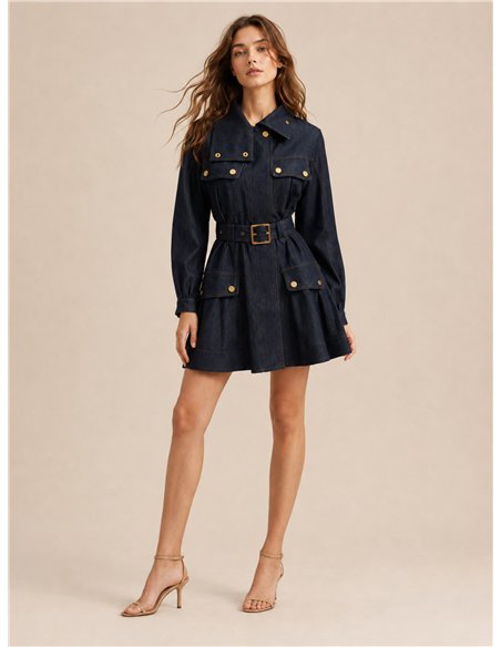 Vestido camisero vaquero con cinturón