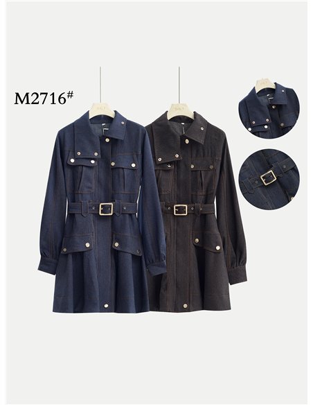 Vestido camisero vaquero con cinturón