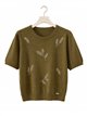 Kurzärmeliger Pullover mit Perlenstickerei