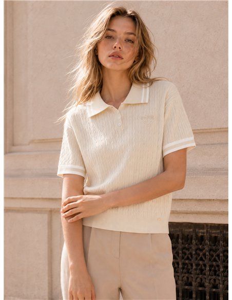 Pull à col roulé avec bordure tressée