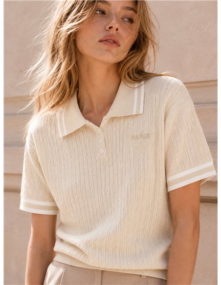 Pull à col roulé avec bordure tressée