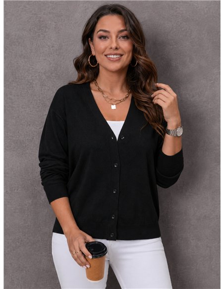 Cárdigan negro talla grande punto fino