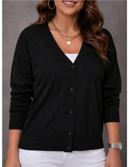 Cárdigan negro talla grande punto fino