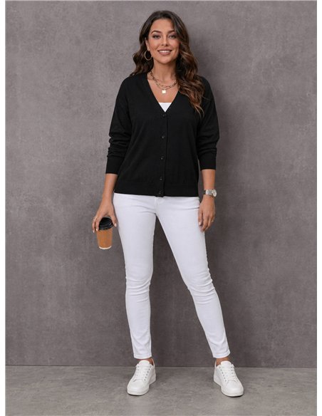 Cárdigan negro talla grande punto fino