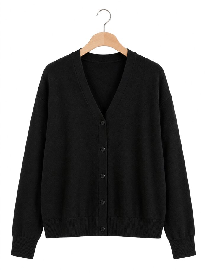 Cárdigan negro talla grande punto fino