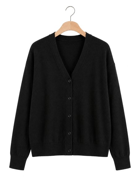 Cárdigan negro talla grande punto fino