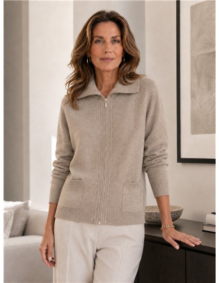 Cárdigan talla grande cuello solapa