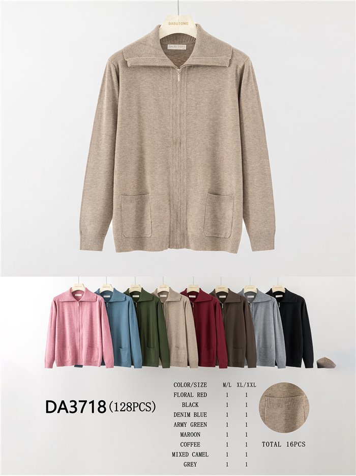 Cárdigan talla grande cuello solapa