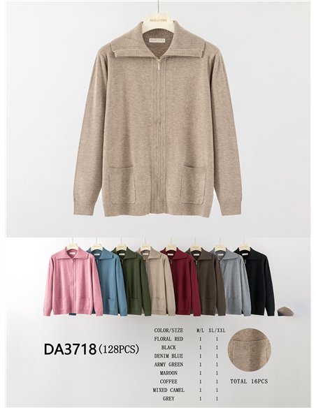 Cárdigan talla grande cuello solapa