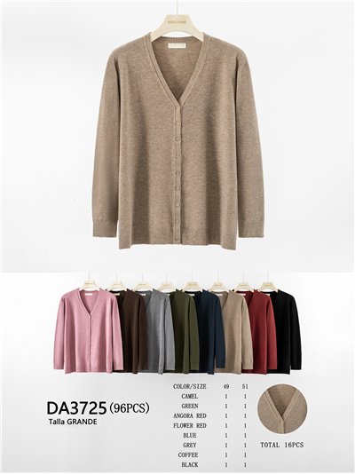 Cárdigan talla grande cuello pico 2