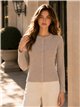 Gerippte Strickjacke mit Rundhalsausschnitt