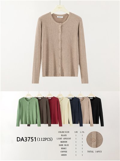 Gerippte Strickjacke mit Rundhalsausschnitt 2