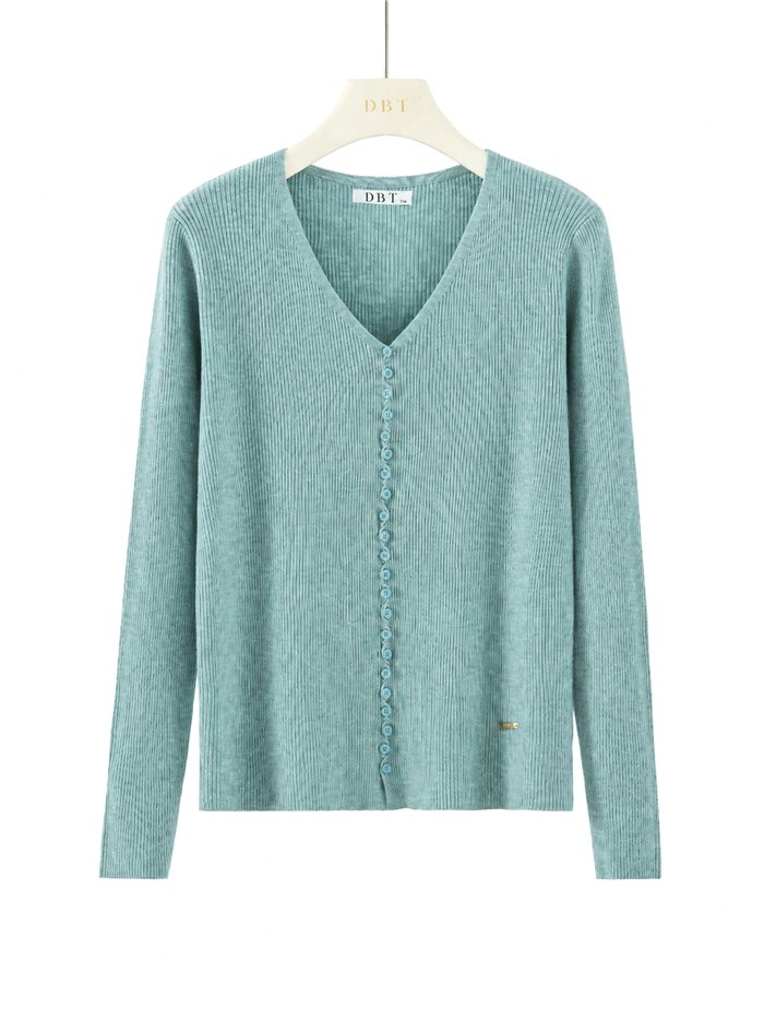 Cardigan a coste con mini bottoni