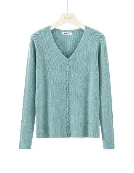 Cardigan a coste con mini bottoni