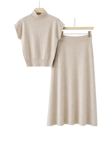 Conjunto top de punto y falda midi