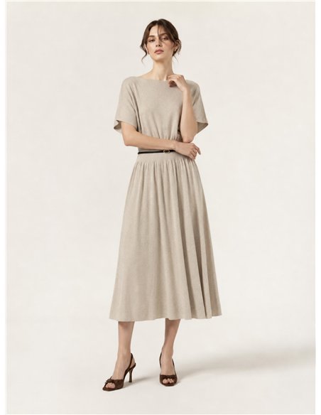 Vestido midi de punto cinturón