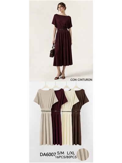 Vestido midi de punto cinturón 2