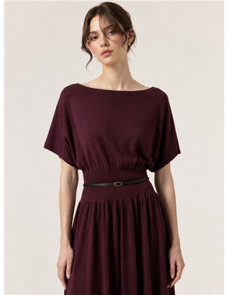 Vestido midi de punto cinturón