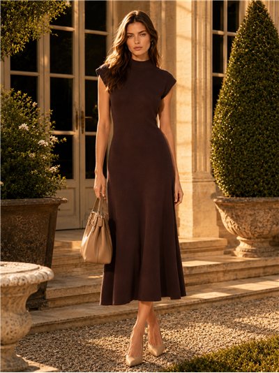 Vestido midi de punto sin mangas