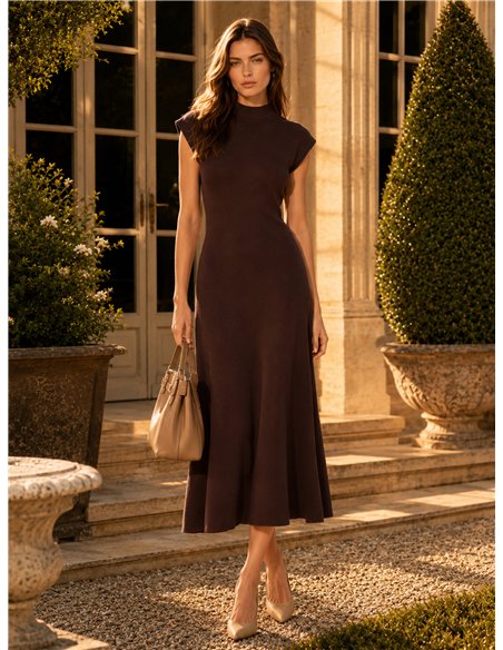 Vestido midi de punto sin mangas