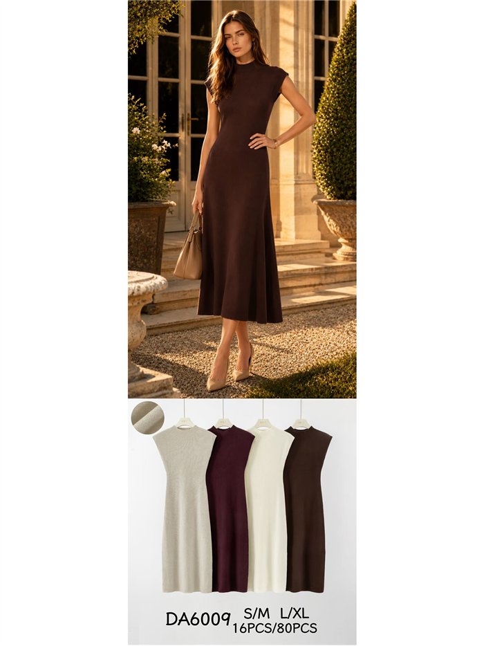 Vestido midi de punto sin mangas
