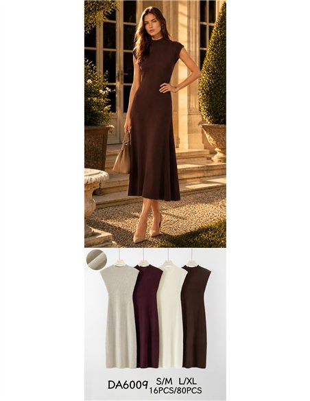 Vestido midi de punto sin mangas