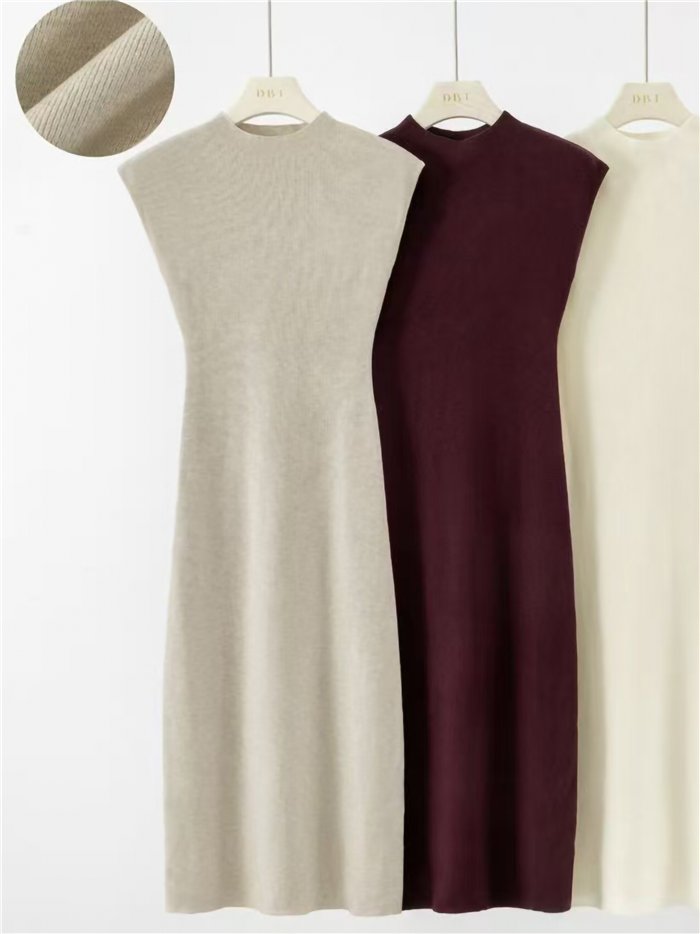 Vestido midi de punto sin mangas