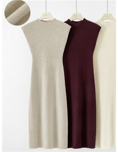 Vestido midi de punto sin mangas