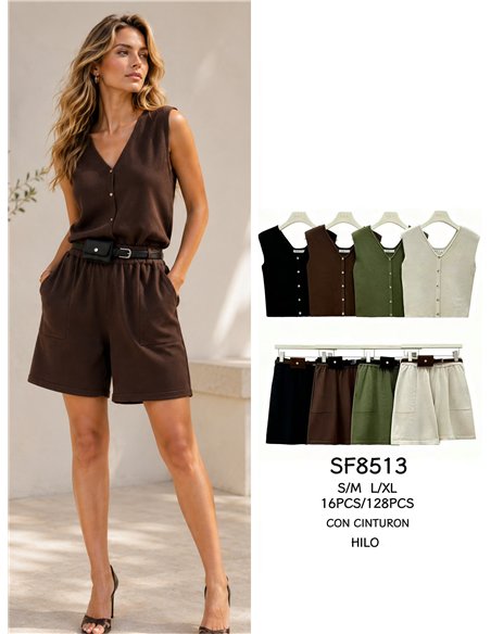Conjunto de top y short cinturón