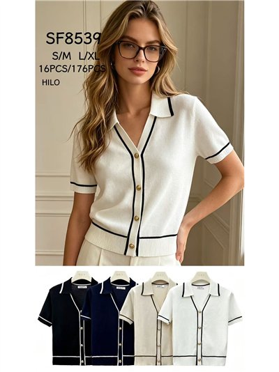 Chaqueta de punto fino ribetes a contraste 2