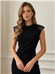 Vestido midi hombros a contraste