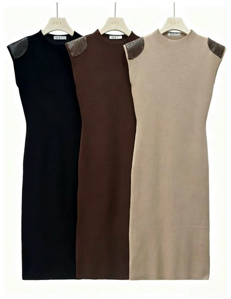 Vestido midi hombros a contraste