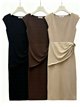 Vestido midi fruncido hebilla