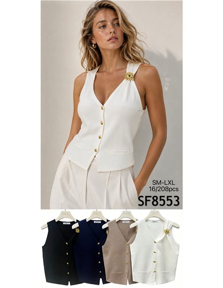Chaleco de punto broche joya