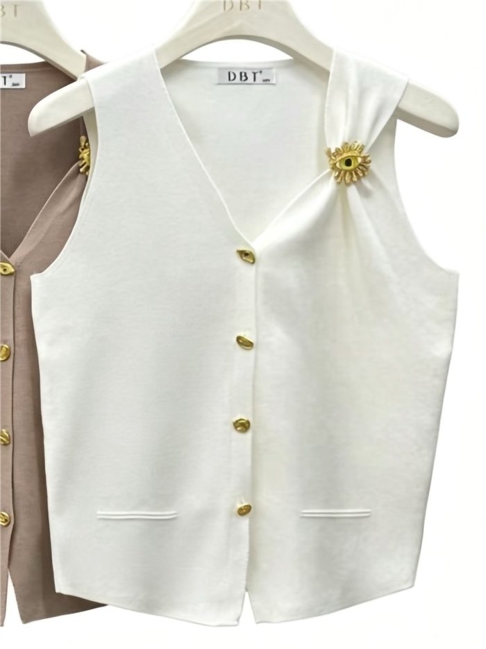 Chaleco de punto broche joya