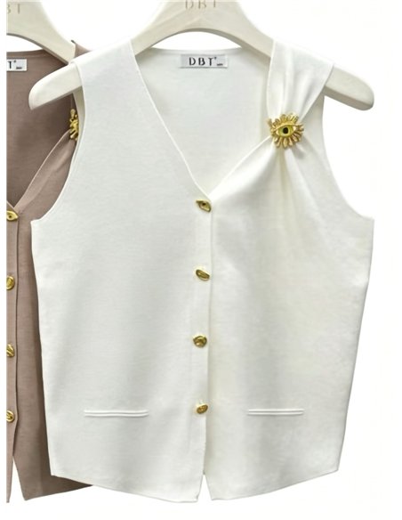 Chaleco de punto broche joya