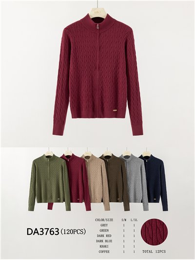 Chaqueta de punto trenzado cremallera 2