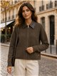 Chaqueta punto cuello efecto piel