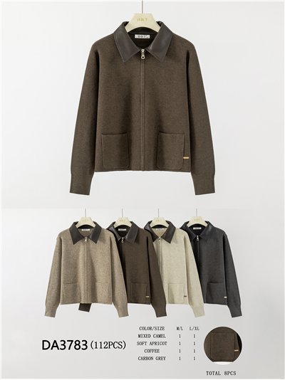 Chaqueta punto cuello efecto piel 2