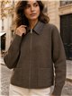 Chaqueta punto cuello efecto piel
