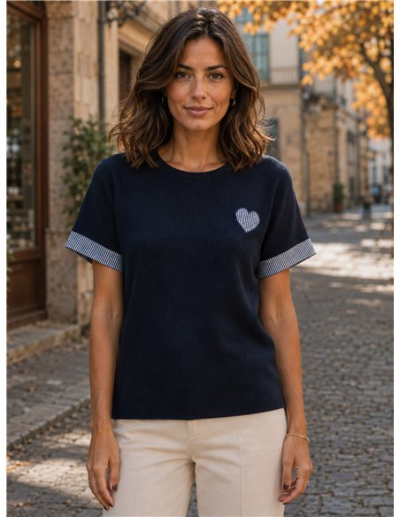 Jersey corazón vichy manga corta