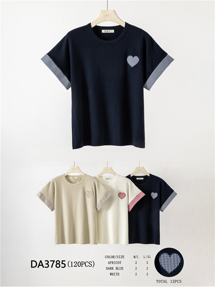 Jersey corazón vichy manga corta